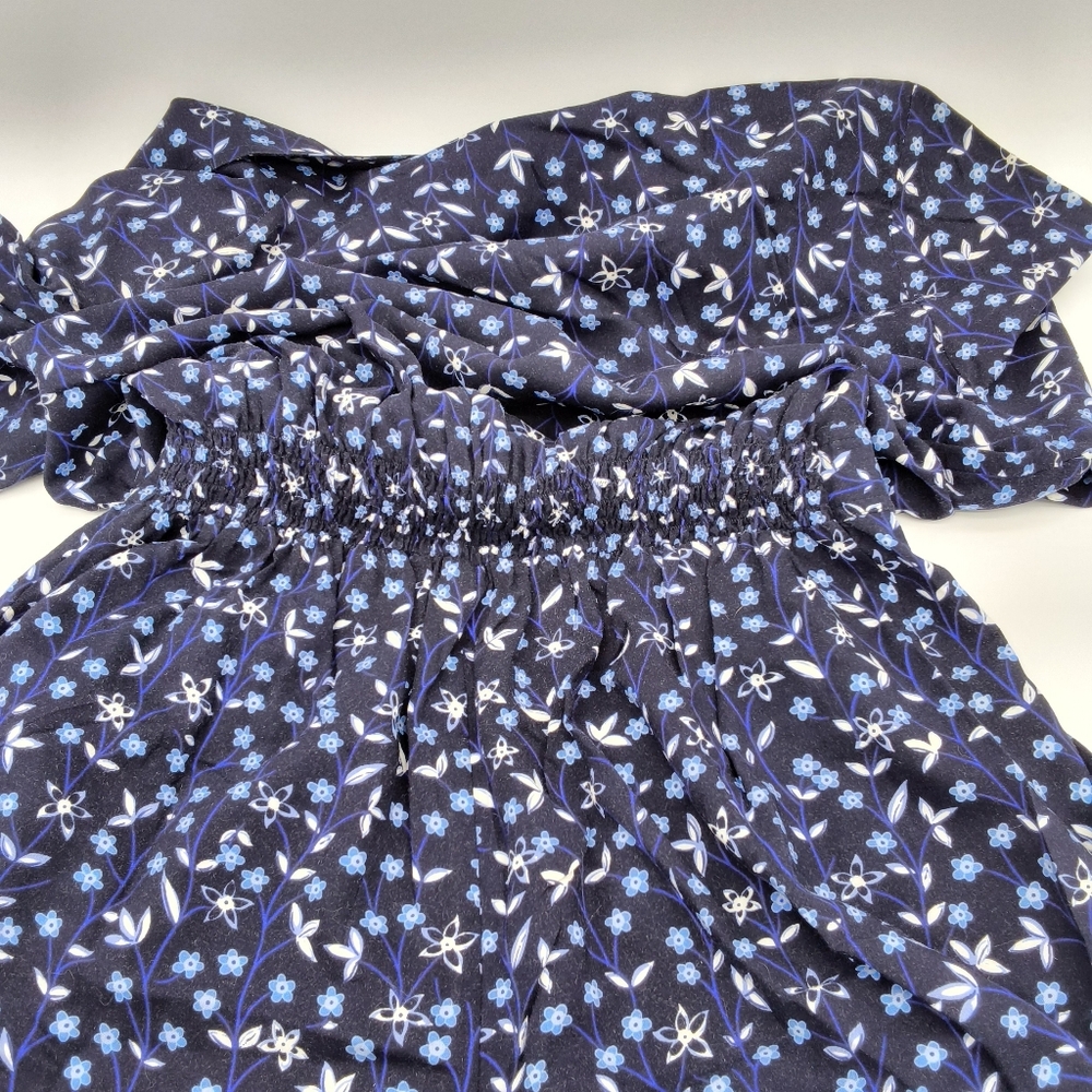 Vintage 1990s Navy Blue Floral Short Sleeve Romper - Picture 10 of 10